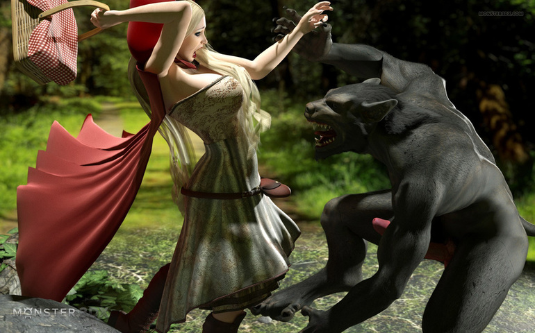 Black 3D wolfs hardly screws an innocent blonde - Picture 1