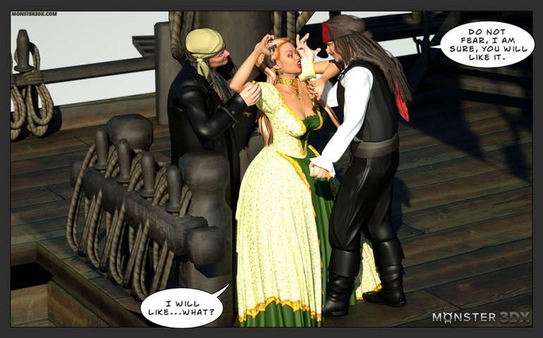 Two 3D pirates nailed a sweet busty beauty - Picture 1