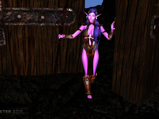Purple 3D goddess nailed hard by the big monsters - Picture 1