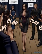 Impressed office workers claps for a busty lawyer. Objection Overruled