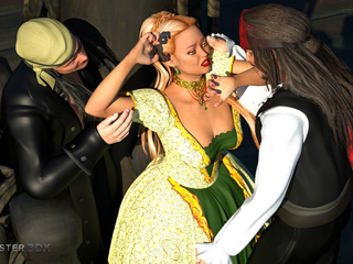 Capitan Jack Sparrow gang-banging a blond-haired - Picture 1