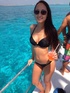 black-haired girl posing bikini