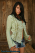 Black haired harlot with big boobs sheds green shirt and jeans miniskirt