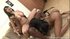 Curvy babes with big booties enjoys their threeway fuck on cream couch