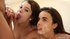 Petite brunette bestfriends lays back and waits to be fucked