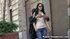 brunette wearing jeans and