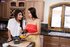 Brunette lesbian kitchen