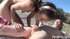 Slim petite little brunette whore fucks an old guy at camp site