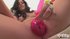 Horny blonde lassie with shaved pussy is masturbating in living room
