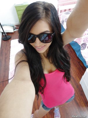 Small tits stunning brunette teen - Picture 1
