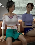 One of 3d porn comics shows a slut getting banged by two guys on a subway