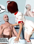 Young chick in stockings got her hands dirty giving old man his daily